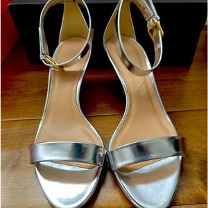 J. Crew Mirror Metallic Kitten Heel Silver Sandals